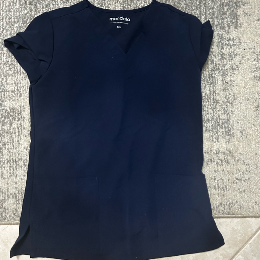 Mandala Scrub Top XXS navy